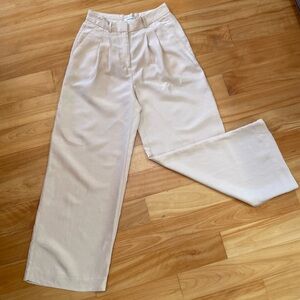 Nordstrom Cream Pleated Wide Leg Trousers